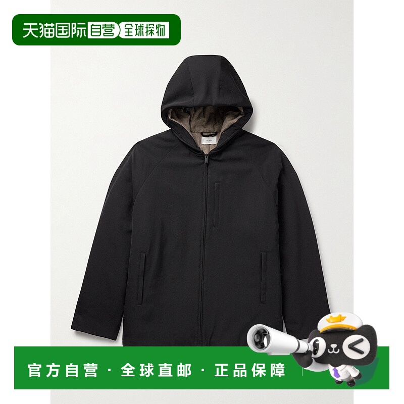 香港直邮The Row 男士 Horatio 带里衬羊毛/斜纹布连帽大衣 1191W