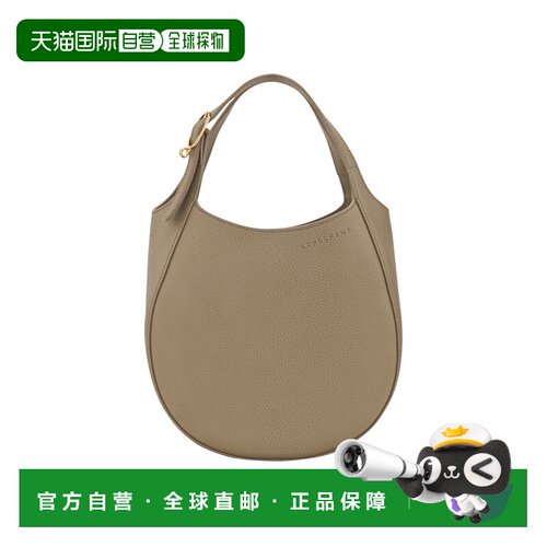 自营欧洲直邮Longchamp珑骧 Le Foulonne女士苔藓绿皮革手提包