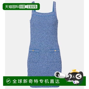 香港直邮Gucci 女士 1h可退 古驰 舒 棉混纺迷你连衣裙 blue蓝色