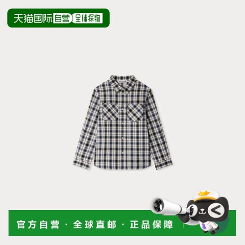 欧洲直邮Bonpoint小樱桃 Altman男孩靛蓝色有机棉格纹衬衫