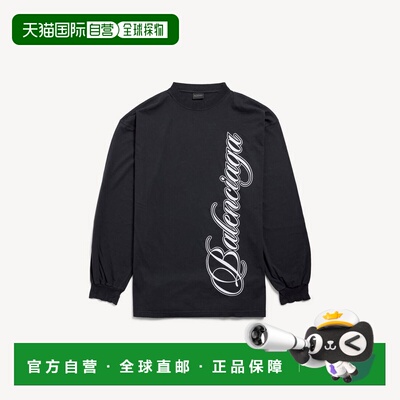 自营欧洲直邮Balenciaga巴黎世家 Cursive男士棉质宽松版型长袖T