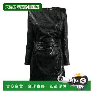 633566Y744N 黑色仿蛇皮效果迷你连衣裙 香港直邮Saint Laurent