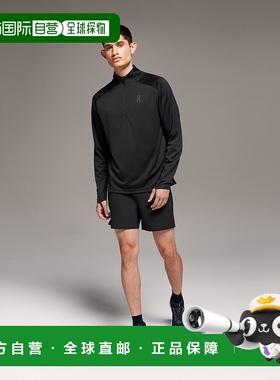 自营欧洲直邮On昂跑 Climate系列男士黑色再生聚酯纤维半拉链拇指