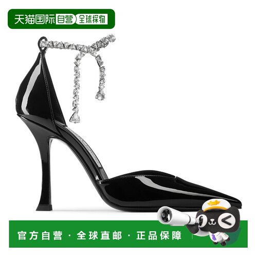 自营欧洲直邮JIMMY CHOO周仰杰 Stevie 100女士黑色水晶装饰细高