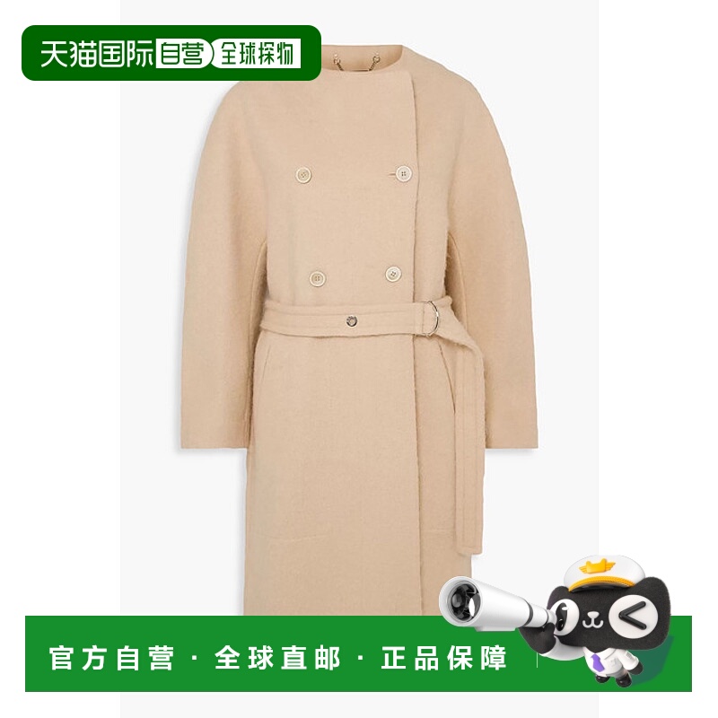 1h可退 香港直邮Chloe 蔻依 女士 双排扣束带羊毛混纺毛毡大衣 CH
