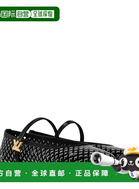 自营欧洲直邮LV路易威登 Romy女士黑色皮革老花图案芭蕾舞鞋