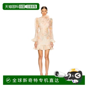 香港直邮ZIMMERMANN 2338DR251丝绸亚麻 女士 褶皱花朵迷你连衣裙