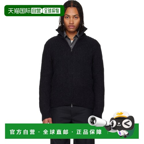 香港直邮Moncler 盟可睐 男士 黑色 Alpaca & Wool Zip-Up 开衫 K