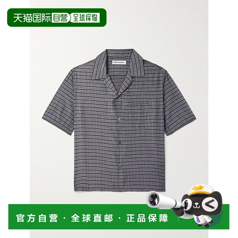 1h可退 Our Legacy 男士 Heusen 可拆卸领格纹棉质真丝混