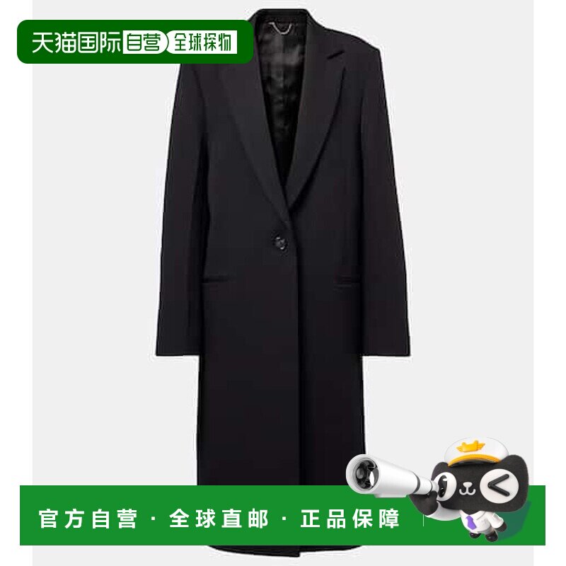 香港直邮TOTÊME 女士 羊毛混纺帆布大衣 black黑色 舒适时尚