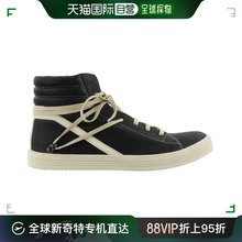 香港直邮RICK OWENS 男士黑色皮革高帮运动鞋 RU18S5864-LMKB-911