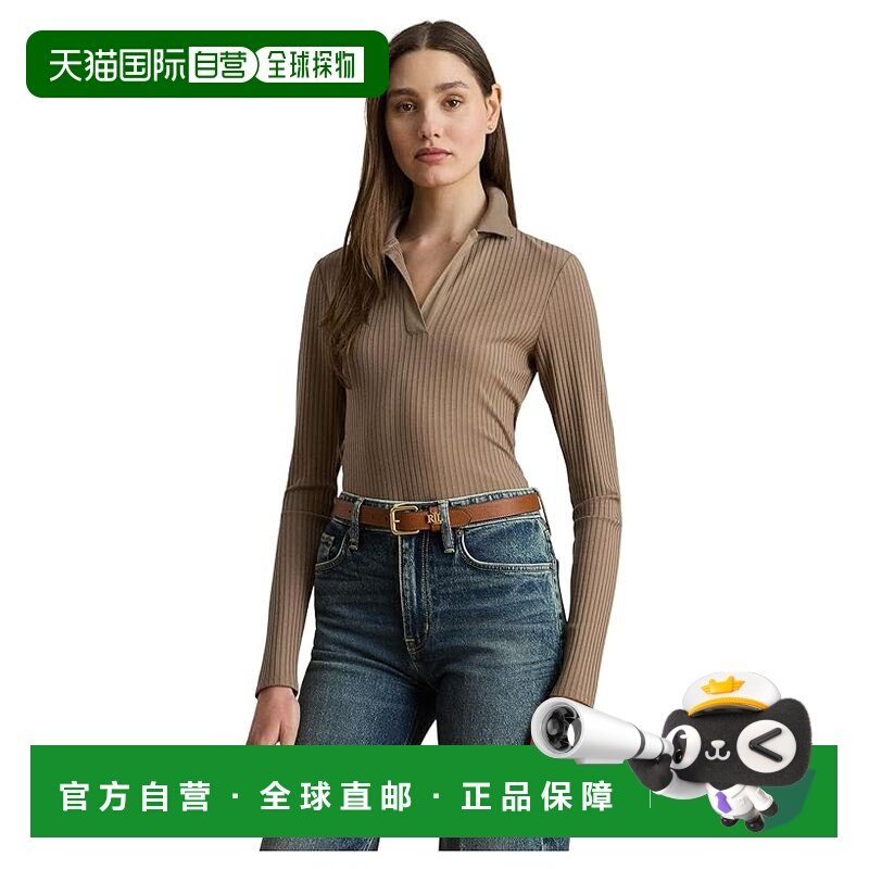 1h可退 香港直邮Lauren Ralph Lauren 女士 罗纹针织长袖Polo衫,女装/女士精品,POLO衫,淘宝优惠券,粉丝福利购,淘宝优惠卷