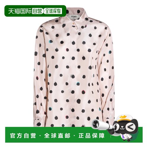 1h可退 香港直邮Fendi 芬迪 女士 Falena 圆点印花长袖衬衫 FS831