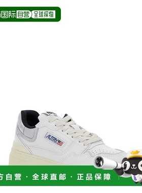 1h可退 香港直邮AUTRY 女士 'CLC' 白色低帮带Logo拼接皮质运动鞋