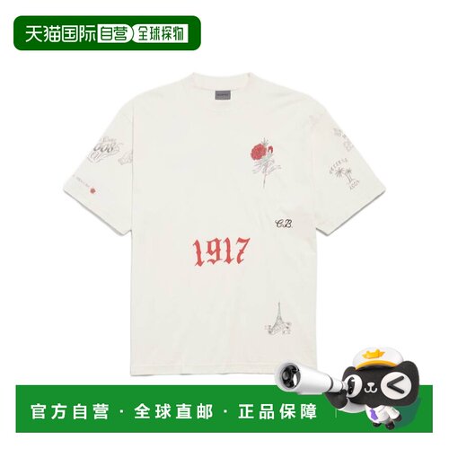 香港直邮Balenciaga 中号纹身图案T恤巴黎世家 764235TUVJ2速干