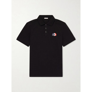 美国直邮Moncler 盟可睐 男士 Logo-Appliqued 棉质凸纹布Polo衫