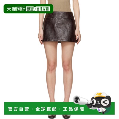 香港直邮The Frankie Shop 女士 棕色 Rory Croc 皮革短裙 SKFS21