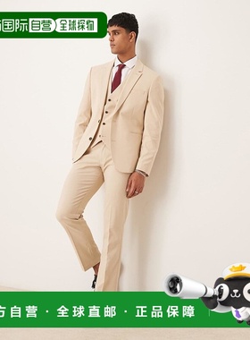 香港直邮ASOS 男士 设计修身石头色西装裤 grey灰色 舒适时尚