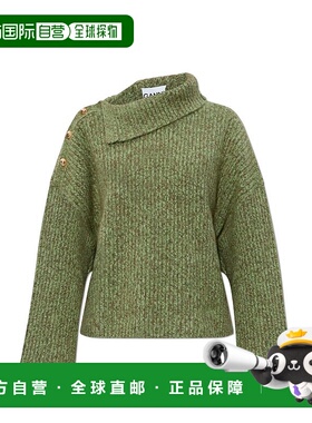 1h可退 香港直邮GANNI 甘尼 女士 不對稱領毛衣 K2556 green绿色