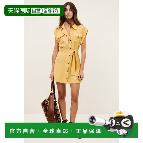 自营欧洲直邮Ba&Sh巴安诗 DIALA女士麦秆色莫代尔无袖衬衫式连衣