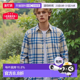 新款 自营Burberry博柏利棉混纺格纹满印单排扣长袖 衬春季