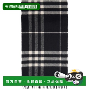 1h可退 香港直邮Burberry 巴宝莉 女士 黑色 Check Cashmere 围巾