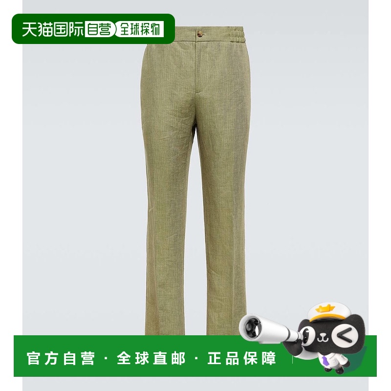 1h可退 香港直邮Etro 艾特罗 男士 亚麻直筒长裤 pink粉色 舒适时