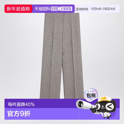 1h可退 香港直邮MaxMara 麦斯玛拉 女士 浅褐色直筒亚麻长裤 SATI