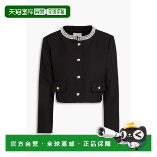 1h可退 香港直邮Sandro 女士 人造珍珠饰绉纱夹克 SFPVE01126BLAC