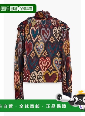 1h可退 香港直邮FARM RIO 女士 后绑带剪口印花雪纺衫 325634HEAR