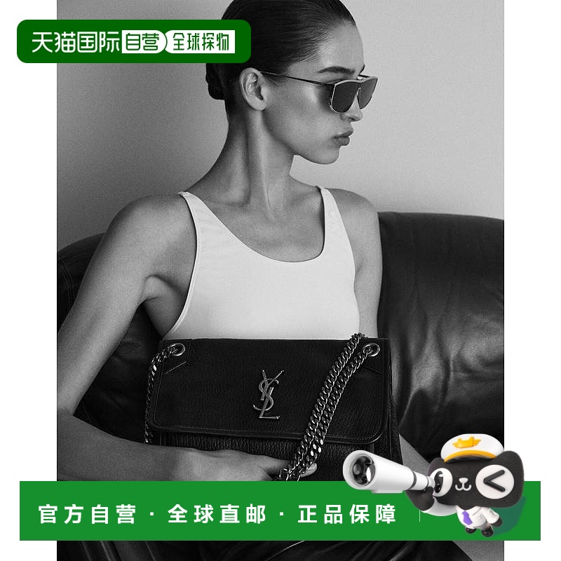 自营欧洲直邮YSL圣罗兰 NIKI系列女士复古白棉布单肩包新款