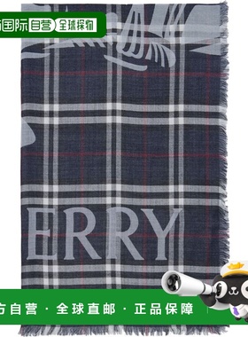 香港直邮Burberry 巴宝莉 男士 海军蓝 Wide EKD Check Wool Silk