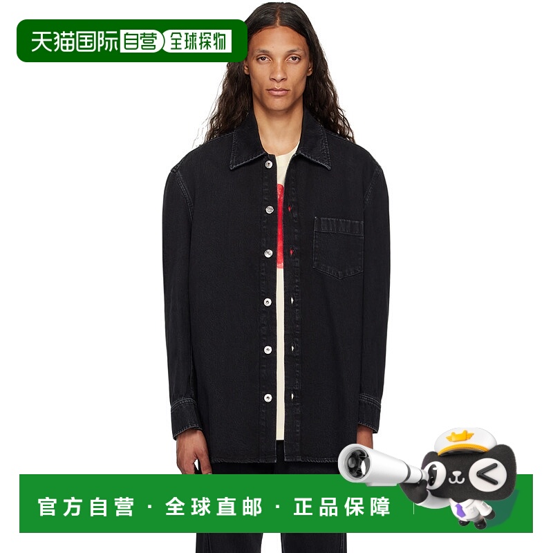 香港直邮Lanvin 朗雯 男士 黑色 Cocoon 牛仔衬衫 RMSI0326D085A2