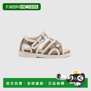 帆布幼儿马衔扣凉鞋 自营欧洲直邮Gucci古驰婴儿米色和乌木色