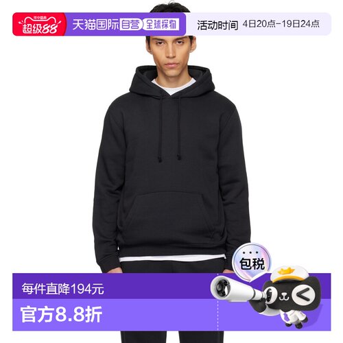 1h可退 香港直邮SKIMS 男士 黑色 Fleece Lounge Classic 连帽衫