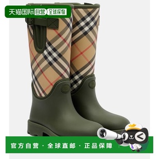 香港直邮Burberry 格纹雨靴 巴宝莉 Marsh green绿色 女士 1h可退