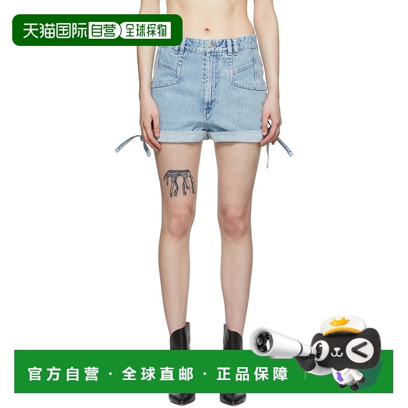 香港直邮Isabel Marant 蓝色徽标牛仔短裤 22ESH049122E014I