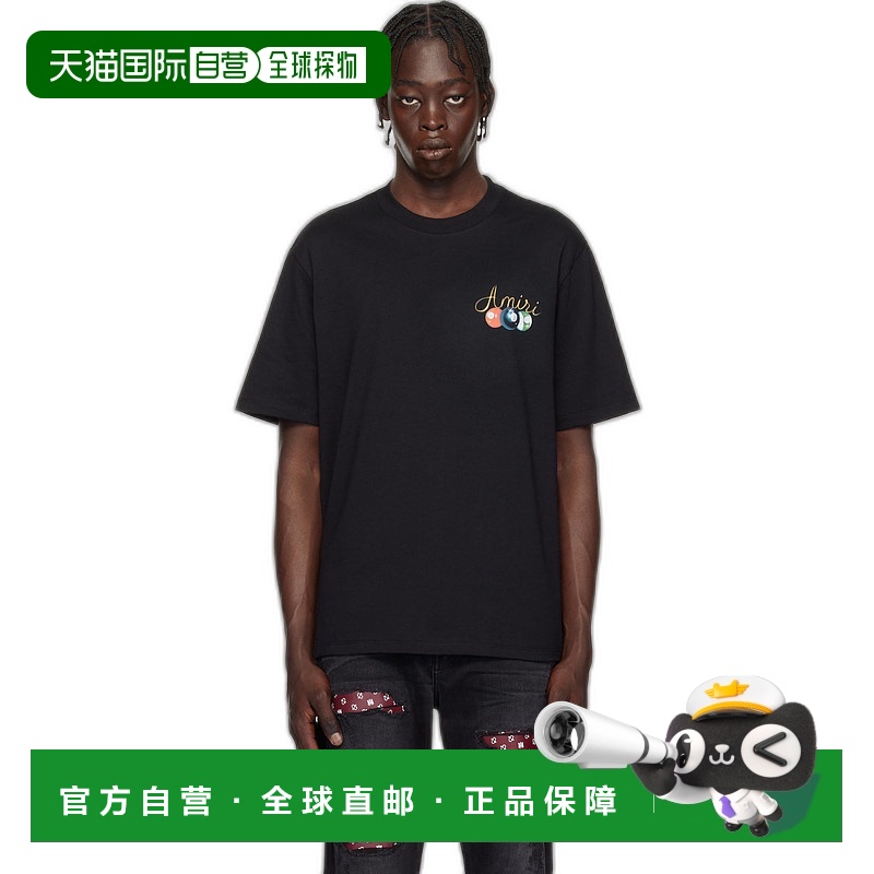香港直邮AMIRI 男士 黑色 Pool Cue T 恤 AMJYTE1135印花针织