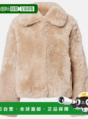 1h可退 香港直邮YVES SALOMON 女士 毛羊皮夹克 beige米色 舒适时