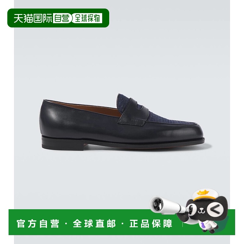 1h可退 香港直邮John Lobb 男士 Lopez 皮质牛仔布乐福鞋男鞋