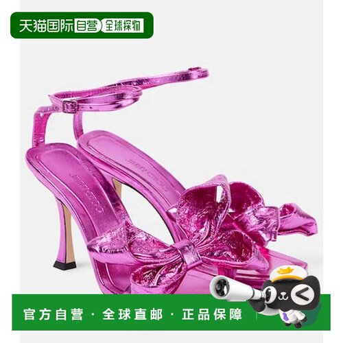 香港直邮Jimmy Choo 周仰杰 女士 Staz 90 金属感皮质凉鞋单鞋