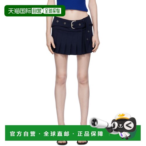 1h可退 香港直邮off-white 女士 海军蓝束带短裙 OWCU006F23FAB00