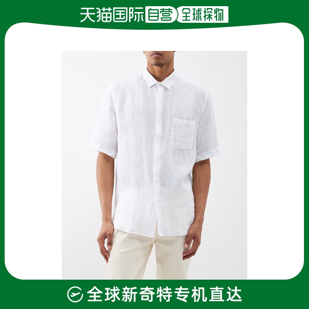 香港直邮Sunspel 男士亚麻短袖衬衫