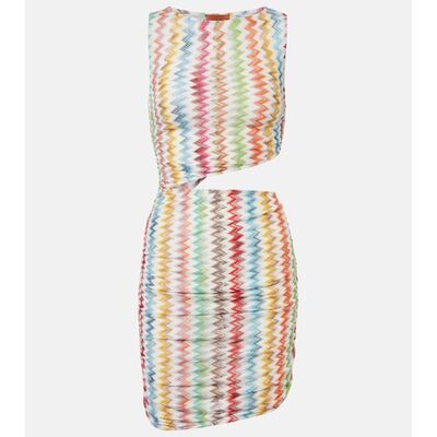 1h可退 香港直邮MISSONI 米索尼 女士 之字纹剪口金银锦缎沙滩连