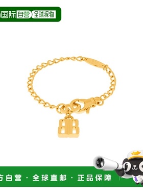 自营欧洲直邮Balenciaga巴黎世家 Nano女士金色黄铜BB吊坠手链