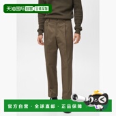 自营欧洲直邮Mango芒果 型棉质褶裥裤 男士 棕色常规版