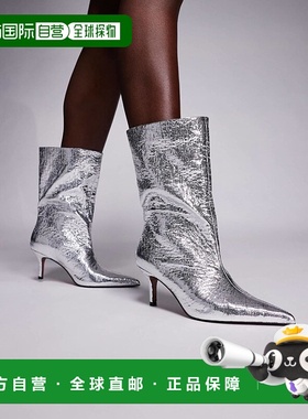 香港直邮ASOS 女士 Candi wide leg 设计套穿银色靴子女靴高跟