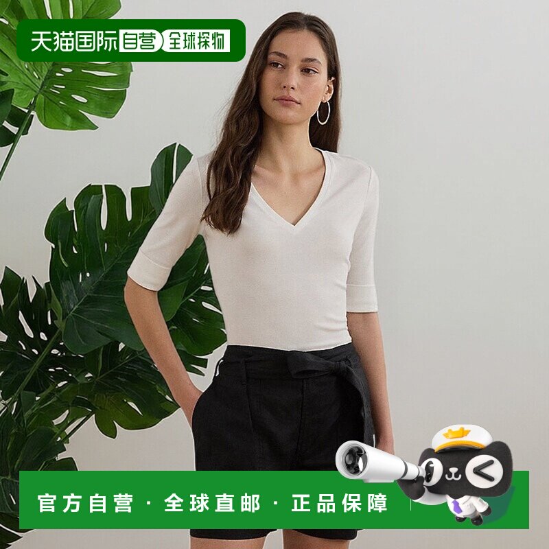 自营欧洲直邮RalphLauren拉夫劳伦 Lauren弹力棉质女装肘袖T恤