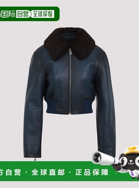 1h可退 香港直邮alaia 女士 蓝色飞行员羔羊皮夹克 AA9V1237X102C