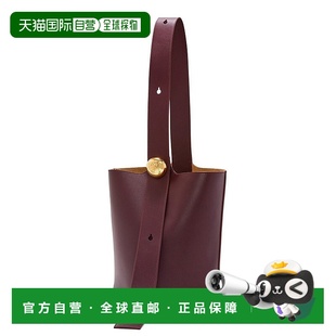 Loewe罗意威Pebble女士中号深酒红色小牛皮水桶包斜挎包